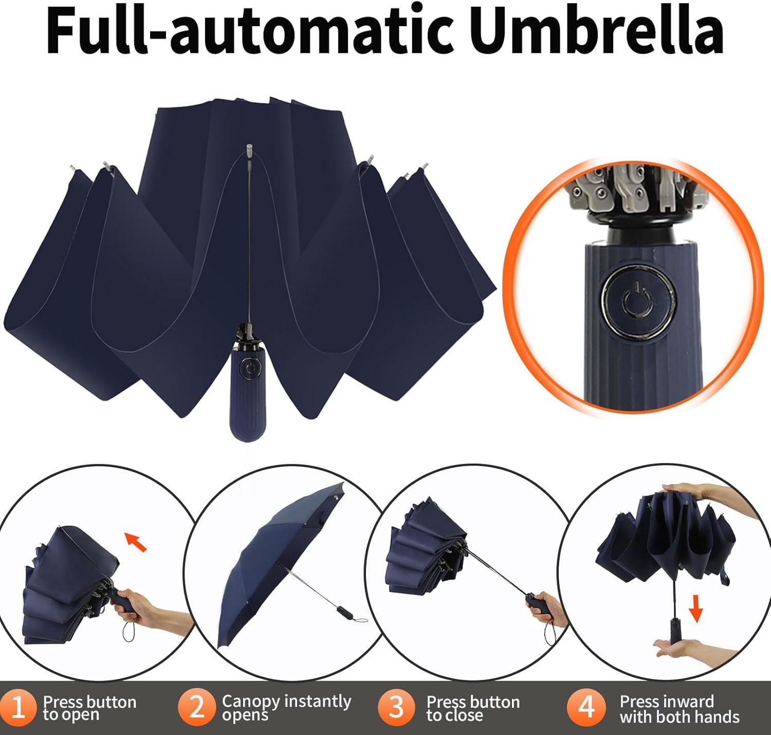 Umbrella Travel Large Windproof Inverted Umbrellas for Rain Portable Automatic Small Compact Reverse Folding Umbrellas for Women Men - Image 5