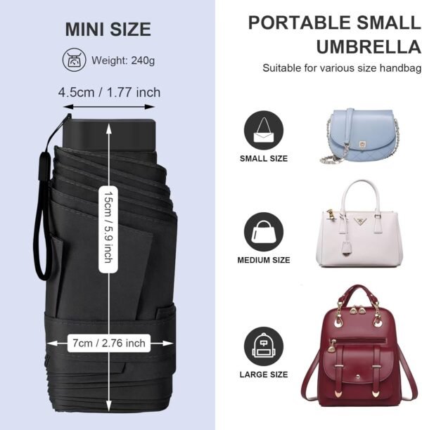 LEAGERA Compact Travel Umbrella with Case - Mini Umbrella for Purse, Small Lightweight &Tiny Design Perfect for Parasol Outdoor Sun&Rain Umbrellas - Image 5