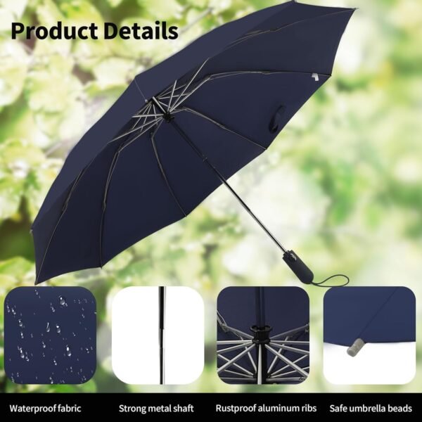 Umbrella Travel Large Windproof Inverted Umbrellas for Rain Portable Automatic Small Compact Reverse Folding Umbrellas for Women Men - Image 3