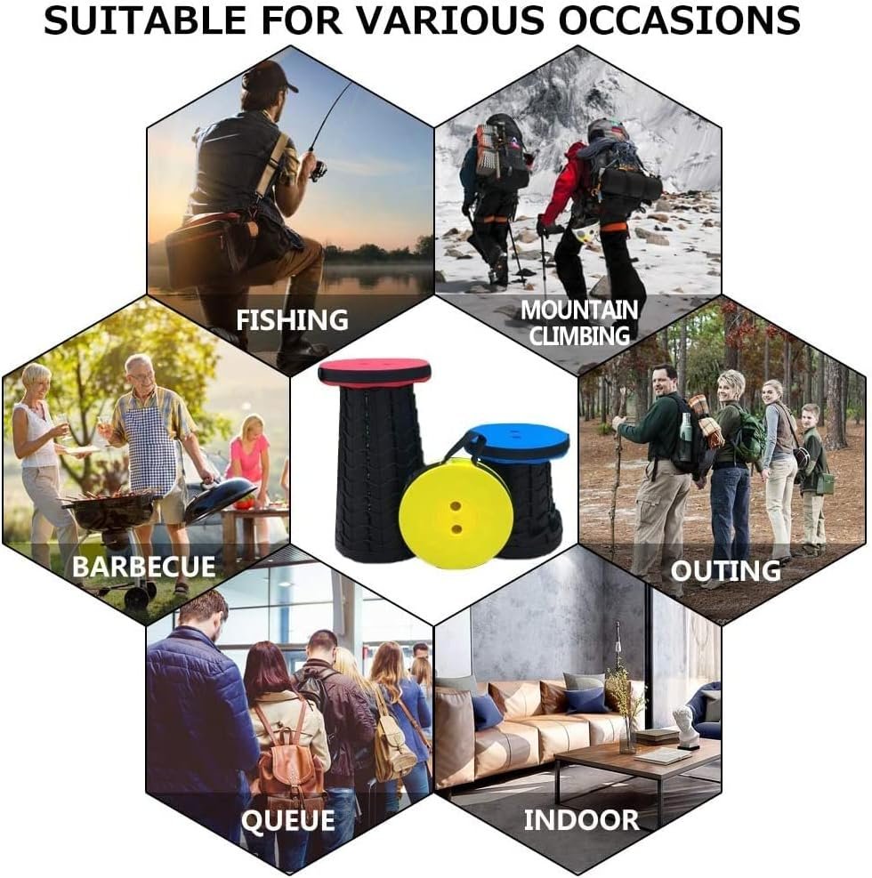 Fishboy Upgraded Collapsible Stool, 400lbs Max Weight, Lightweight But Sturdy, Portable Retractable Folding Telescoping Foldable Camping Stool for Adults Outdoor Fishing Hiking Travel BBQ - Image 6