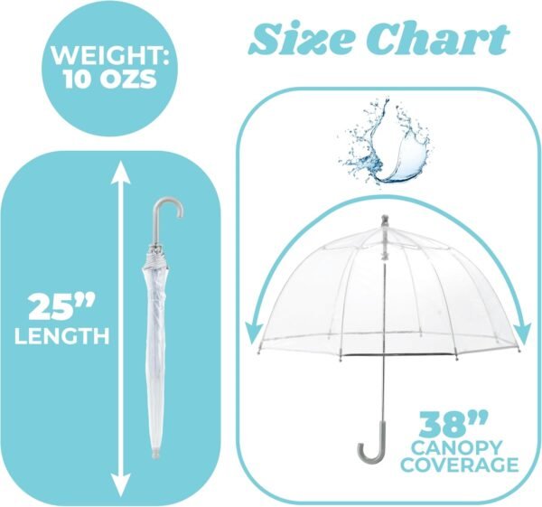 totes Kids Clear Bubble Umbrella with Dome Canopy, Lightweight Design, Wind and Rain Protection, Blue, Kids - 38" Canopy - Image 5