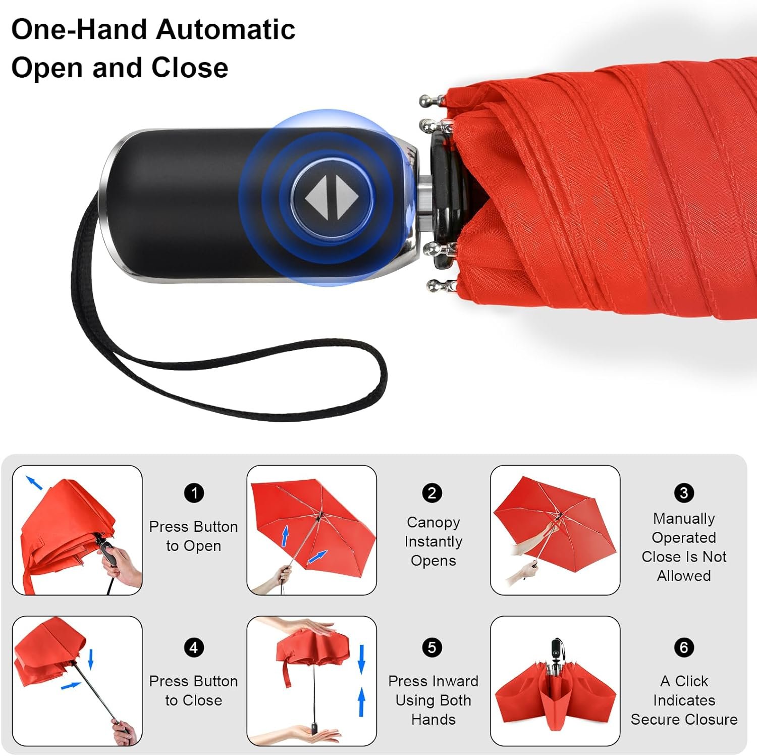 LEAGERA Compact Travel Umbrella Small, Mini Small Umbrella For Purse with Flat Handle Design, Waterproof Small Umbrella for Light Rain - Image 7