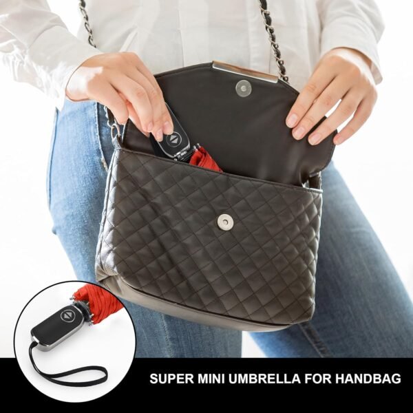 LEAGERA Compact Travel Umbrella Small, Mini Small Umbrella For Purse with Flat Handle Design, Waterproof Small Umbrella for Light Rain - Image 4