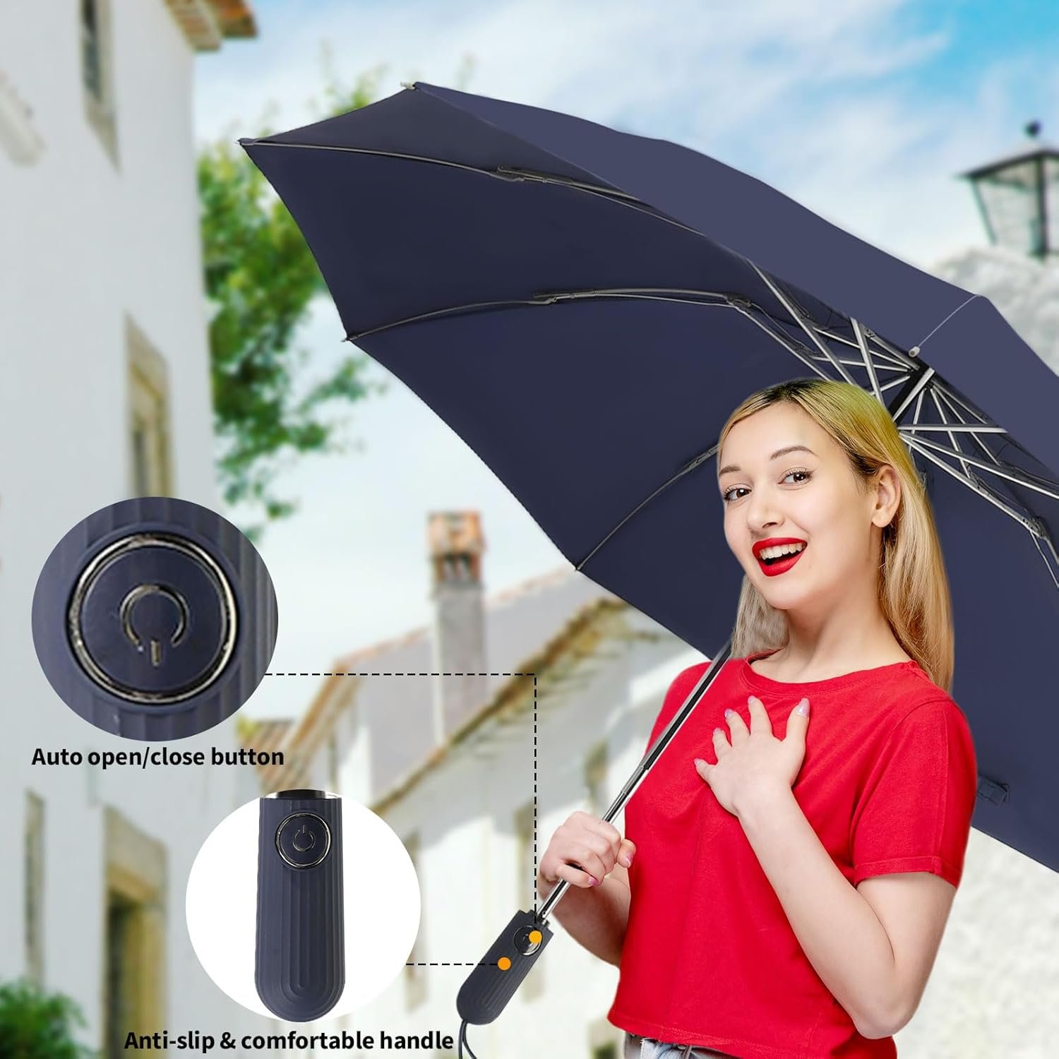 Umbrella Travel Large Windproof Inverted Umbrellas for Rain Portable Automatic Small Compact Reverse Folding Umbrellas for Women Men - Image 4