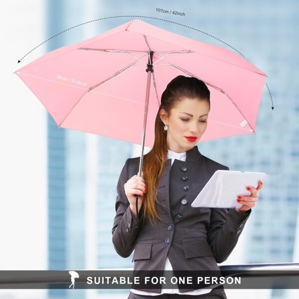 LEAGERA Compact Travel Umbrella Small, Mini Small Umbrella For Purse with Flat Handle Design, Waterproof Small Umbrella for Light Rain - Image 7