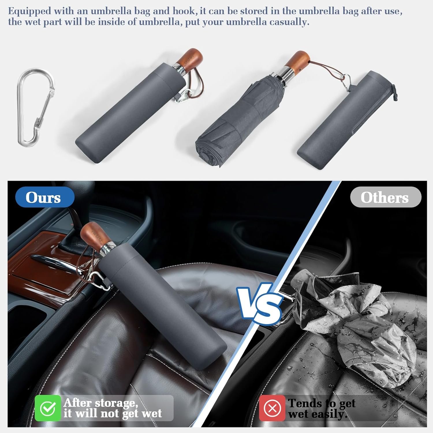 Compact Windproof Travel Umbrella- Large Light Automatic Open&Close Umbrellas for Rain,Triple Canopy Vented Portable Umbrellas for Men Women,Strong Wind Resistant Folding Umbrella 10 Ribs - Image 6