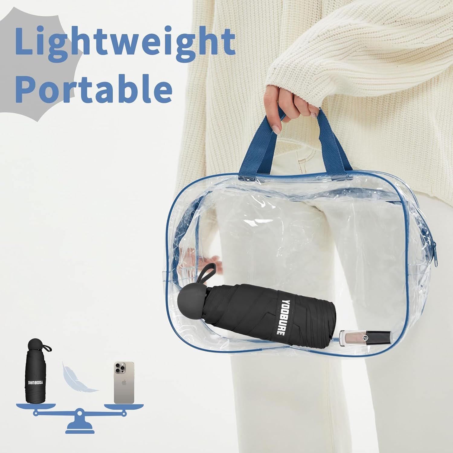 Yoobure Travel Umbrella Portable Compact Umbrella, Pocket Mini Umbrella for Purse UV Umbrella, Umbrellas for Rain Small Umbrella for Backpack, Sun Umbrella with Case Folding Umbrella for Kids Women - Image 4
