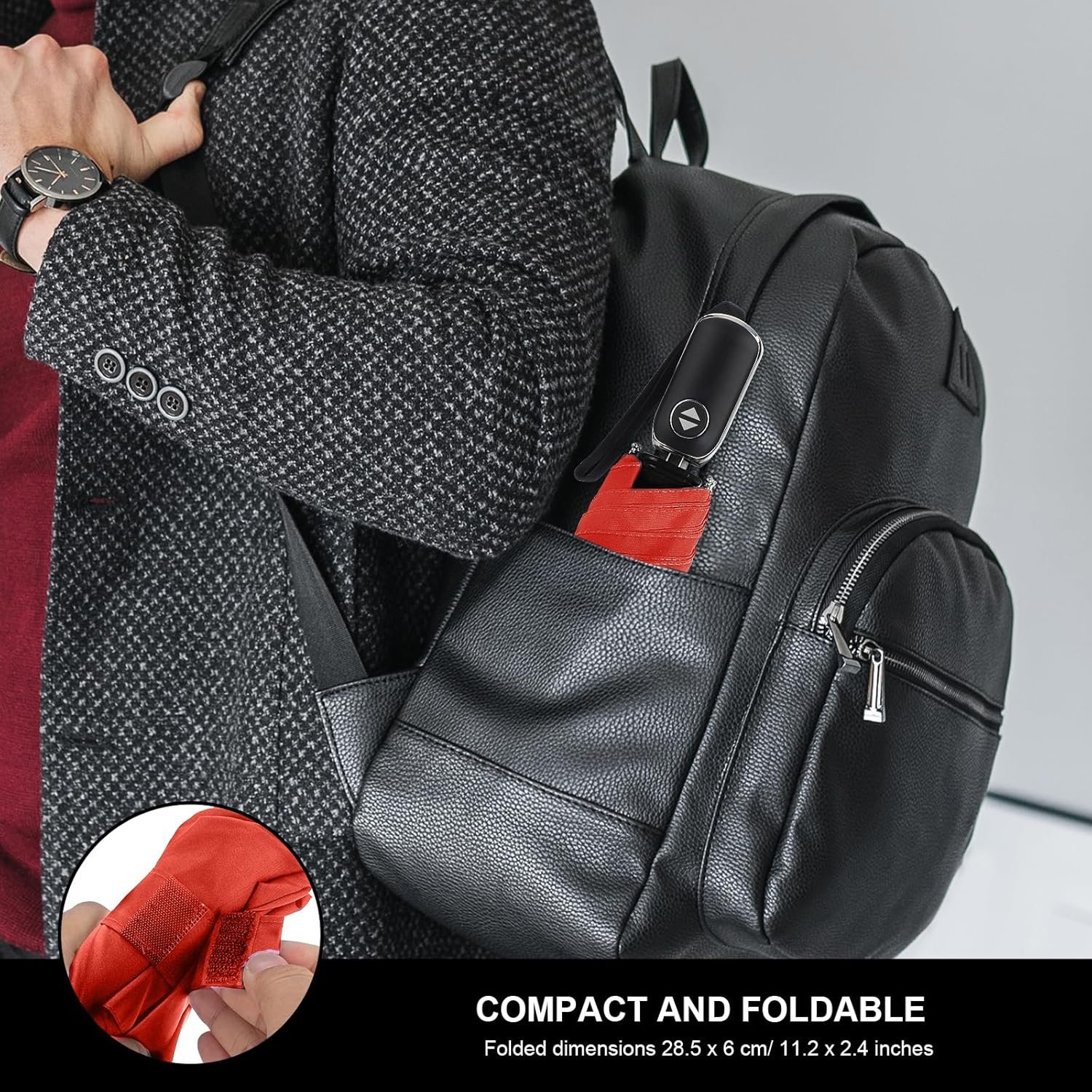 LEAGERA Compact Travel Umbrella Small, Mini Small Umbrella For Purse with Flat Handle Design, Waterproof Small Umbrella for Light Rain - Image 5