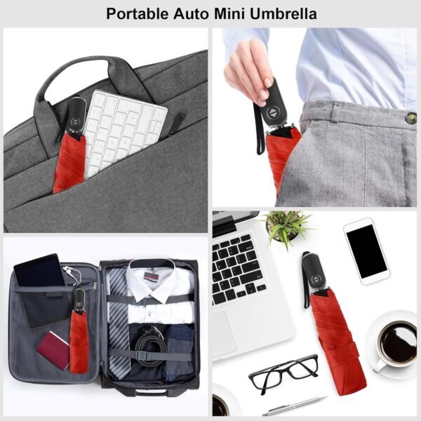 LEAGERA Compact Travel Umbrella Small, Mini Small Umbrella For Purse with Flat Handle Design, Waterproof Small Umbrella for Light Rain - Image 3