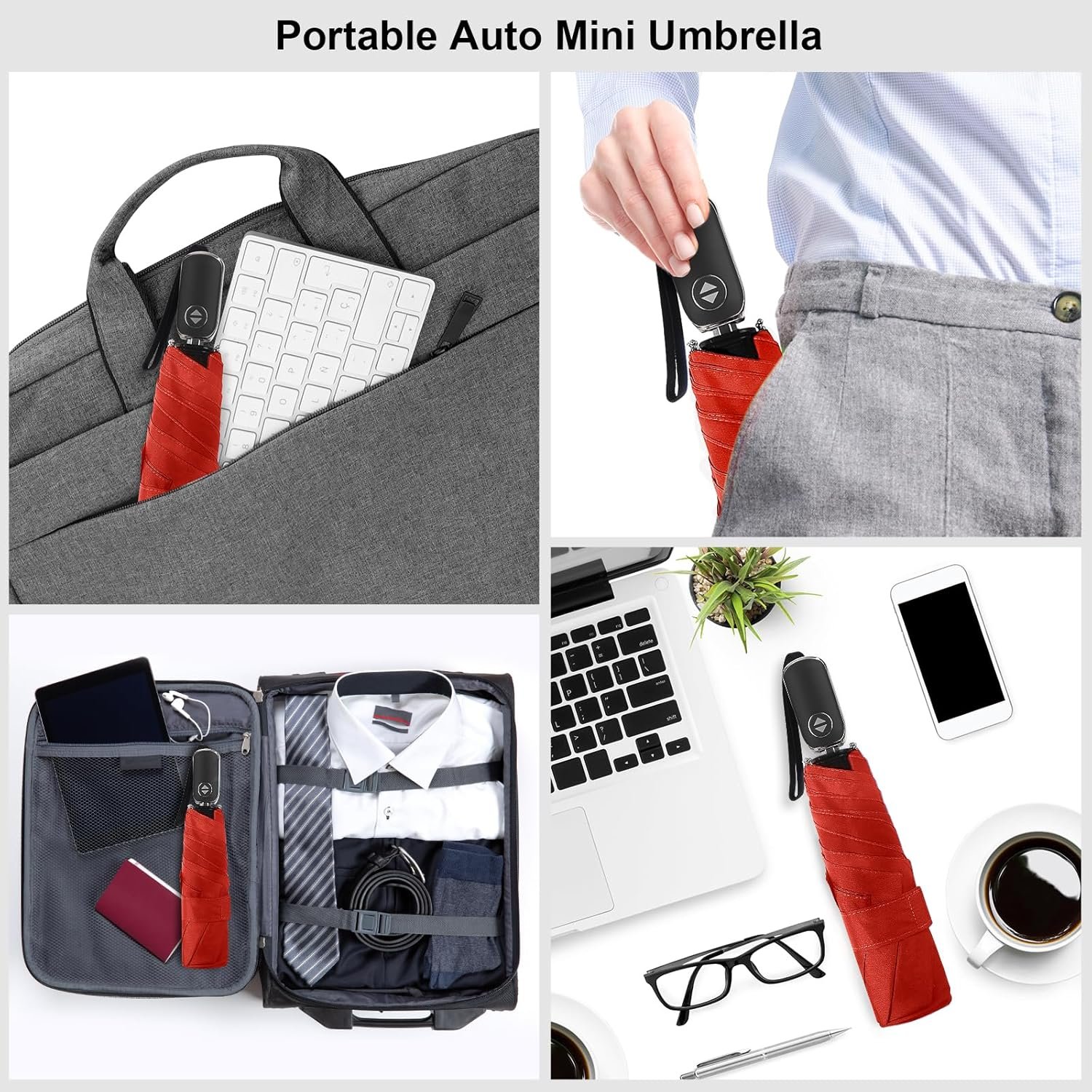 LEAGERA Compact Travel Umbrella Small, Mini Small Umbrella For Purse with Flat Handle Design, Waterproof Small Umbrella for Light Rain - Image 3